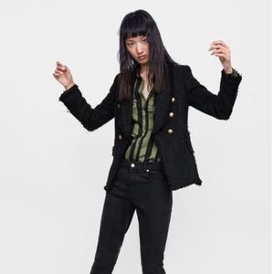 Zara Tweed Blazer with Buttons